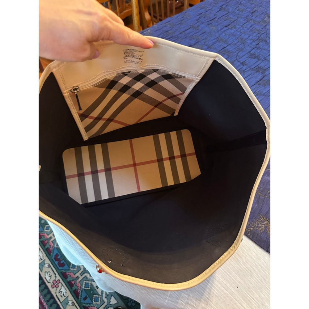 Burberry Beige & Burgundy Multi-Color Tote Bag - Picture 12 of 16